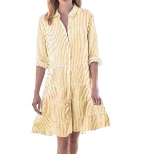 Casual Ruched Fun Dress, Long Sleeve, Buttun up Front